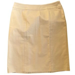 LaFayette 148 NY Tan Side Zipper Pencil Skirt Womens Size 10 Petite Cotton EUC